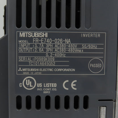 Mitsubishi FR-E740-026-NA E700 0.75kW 1HP VFD Inverter Drive 380-480V 3PH 2.6A