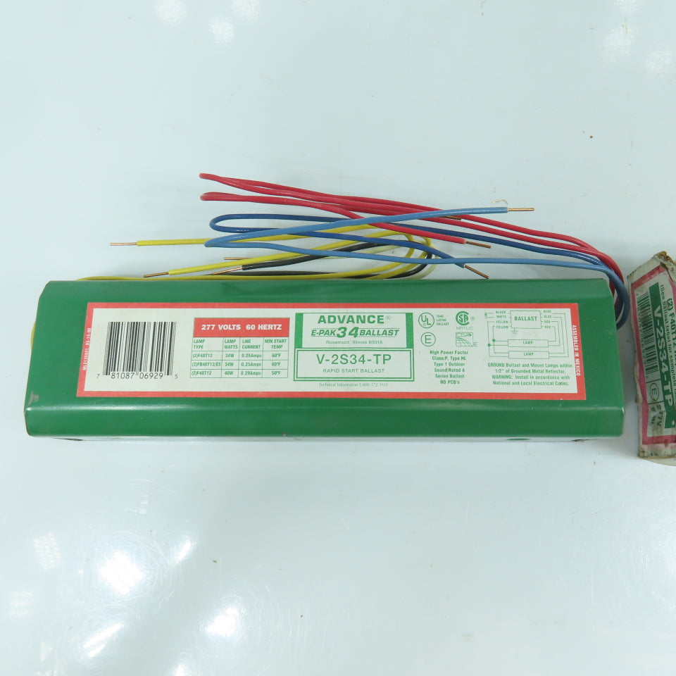 Advance V-2C34-TP 277V 60HZ E-Pak Rapid Start Ballast NEW