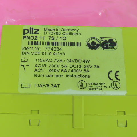 Pilz PNOZ 11 7S / 10 774084 Safety Relay 115VAC NEW