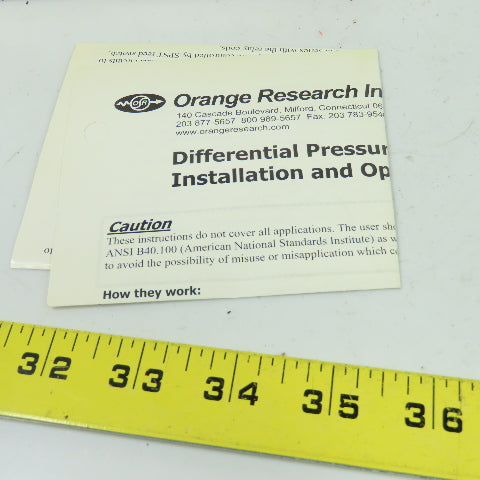 Orange Research 1201PG#42925 Differential Pressure Gauge 0-30PSI Range 1/4" NPT