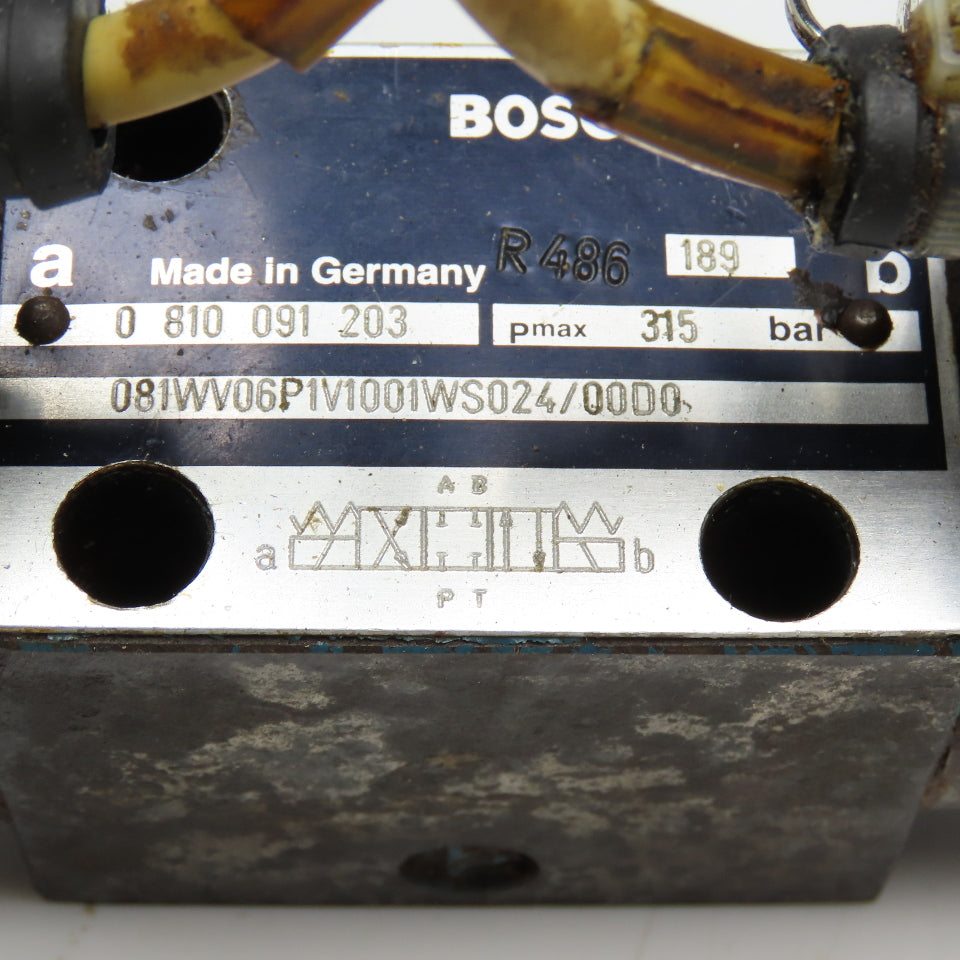 Bosch 0 810 091 203 Hydraulic Directional Valve 4/3 Way Closed Center 24VDC