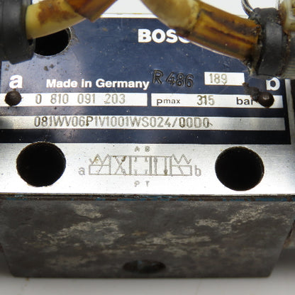 Bosch 0 810 091 203 Hydraulic Directional Valve 4/3 Way Closed Center 24VDC