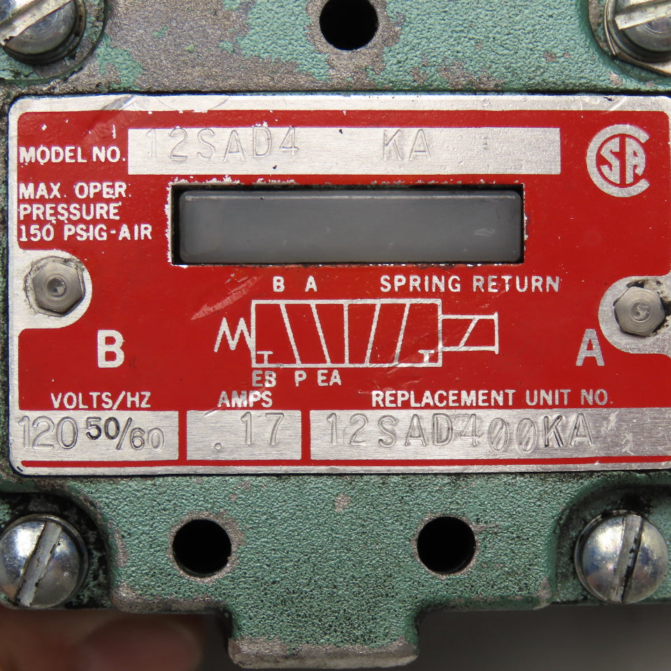 Numatics 12SAD4 KA Pneumatic Directional Valve Body 5/2 Position 120V Coil