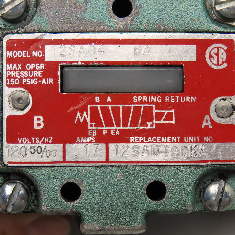 Numatics 12SAD4 KA Pneumatic Directional Valve Body 5/2 Position 120V Coil