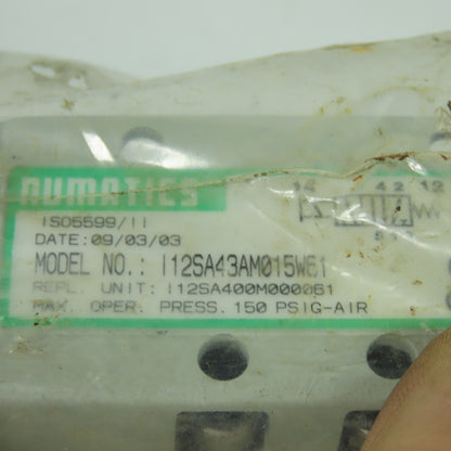Numatics I12SA43AM015W61 Solenoid Valve Manifold 150PSI 24VDC Coil12SA400M000061