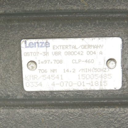 Lenze GST07-3M VBR 080C42 97.708 Ratio 0.1.30kW Inline Gear Motor 17.4RPM 3PH