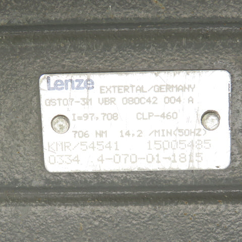 Lenze GST07-3M VBR 080C42 97.708 Ratio 0.1.30kW Inline Gear Motor 17.4RPM 3PH