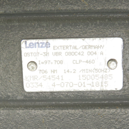 Lenze GST07-3M VBR 080C42 97.708 Ratio 0.1.30kW Inline Gear Motor 17.4RPM 3PH