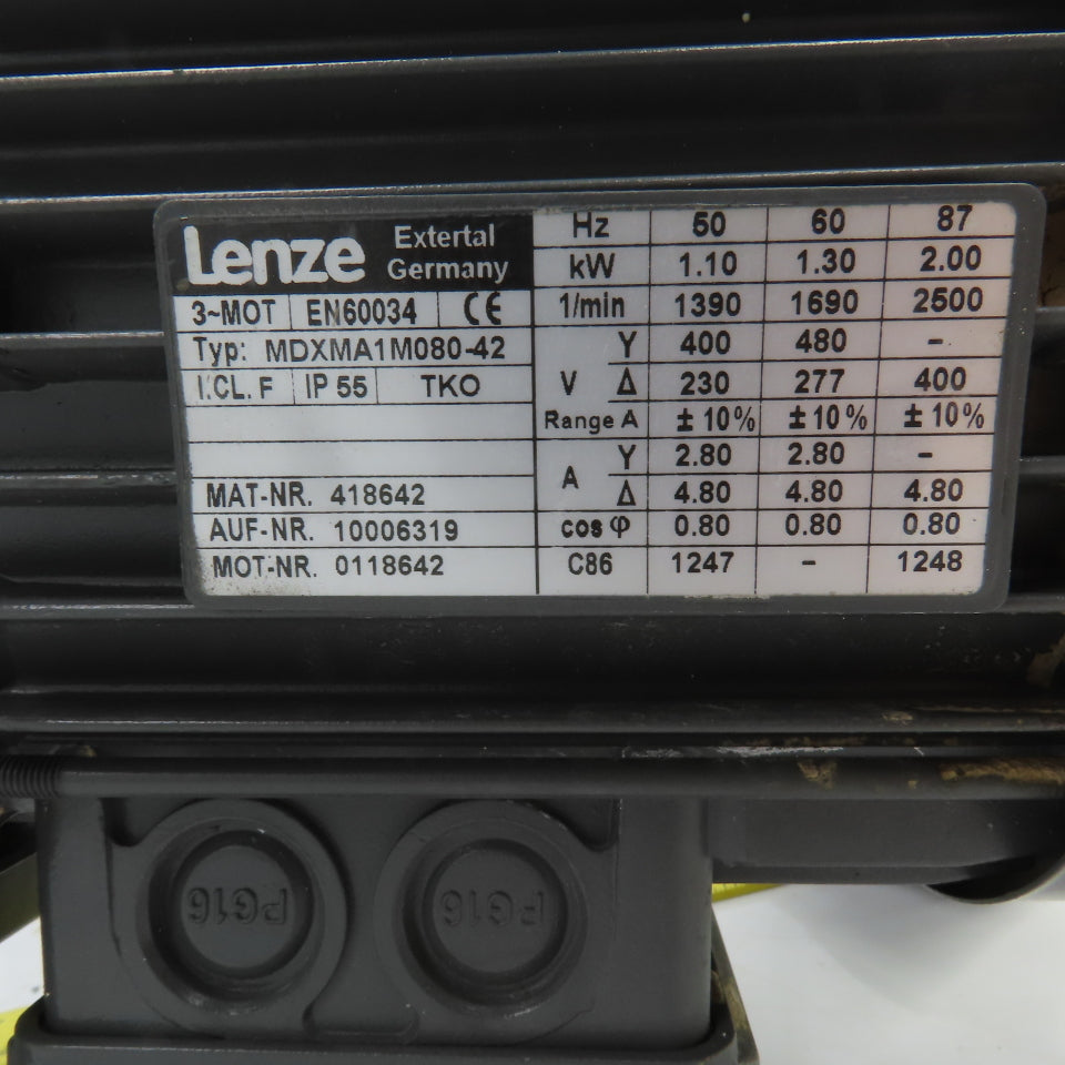 Lenze GST07-3M VBR 080C42 97.708 Ratio 0.1.30kW Inline Gear Motor 17.4RPM 3PH