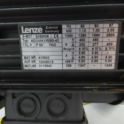 Lenze GST07-3M VBR 080C42 97.708 Ratio 0.1.30kW Inline Gear Motor 17.4RPM 3PH