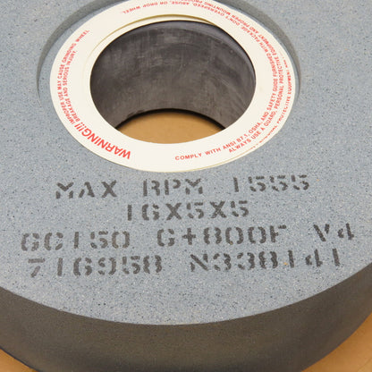 Radiac Abrasives 6C150 6+800F Centerless Grinding Wheel 16"x5" 1555RPM 5" Arbor
