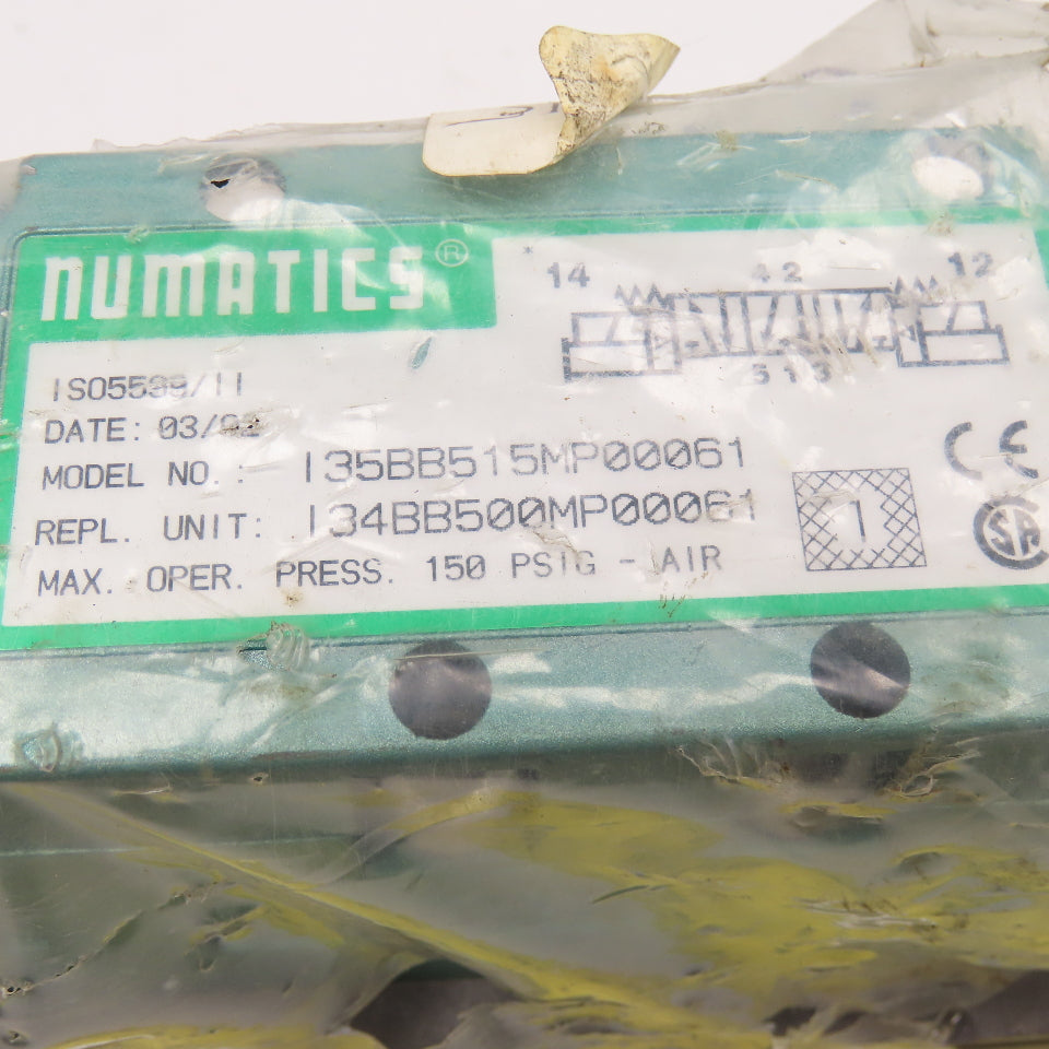Numatics I35BB515MP00061 5/3 Position Open Center Pneumatic Solenoid Valve 24VDC