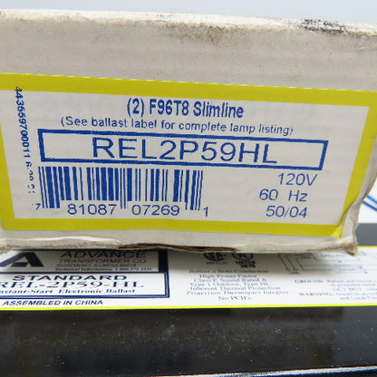 Advance REL2P59HL F96T8 Slim Line 2 Bulb 120V 60Hz Ballast