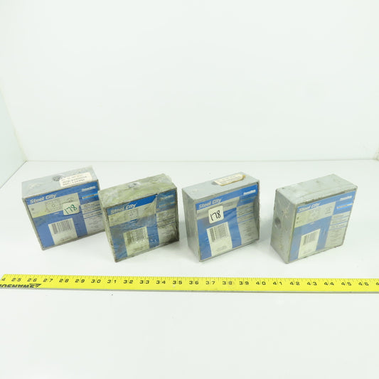 Thomas & Betts LT11 Steel City Two Gang Outlet Box (3) 1/2" Hubs Lot Of 4