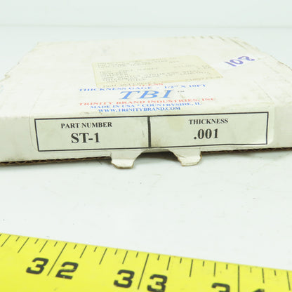TBI ST-1 Stainless Steel Thickness Gage 1/2" W x 10' Length 0.001" Thickness