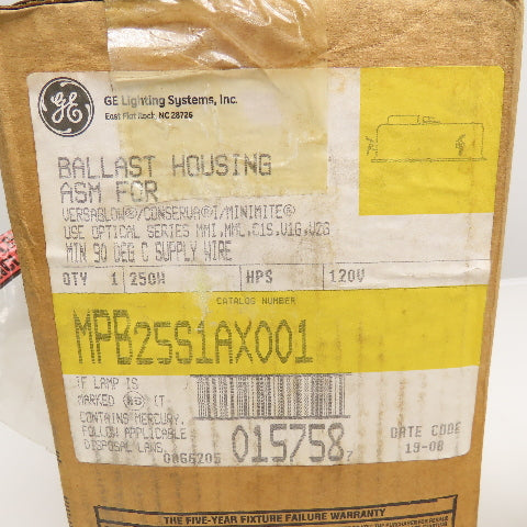 General Electric MPB25S1AX001 120V 250W Ballast Housing