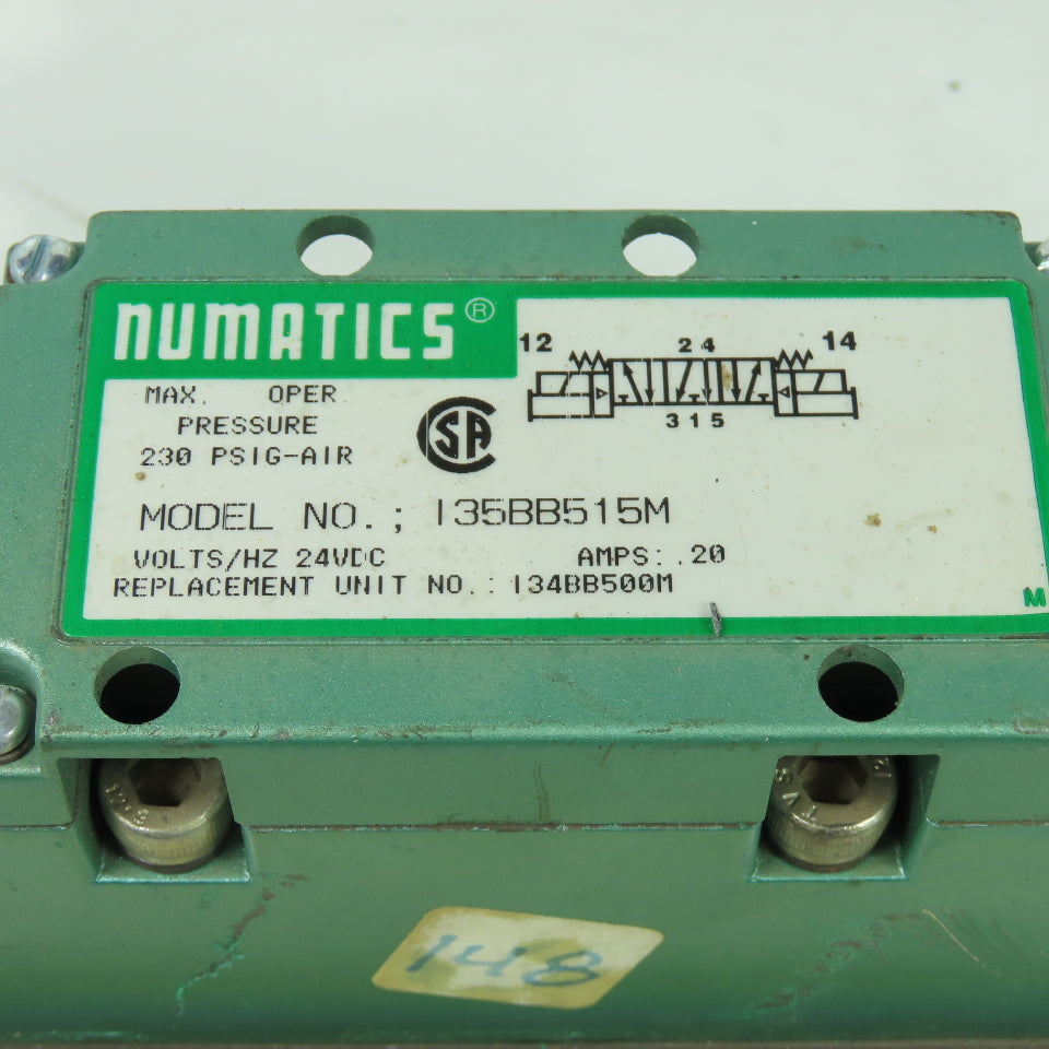 Numatics I35BB515M I34BB500M Pneumatic Solenoid Valve 3/4 230PSIG 24VDC Coil