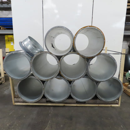 21" ID x 59" OAL Flanged Round Galvanized Steel Duct HVAC Pipe Lot Of 10