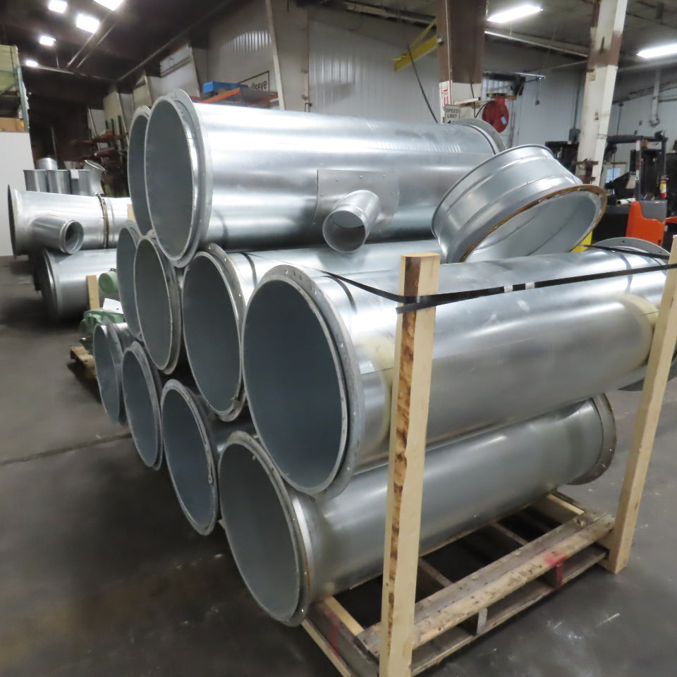 21" ID x 59" OAL Flanged Round Galvanized Steel Duct HVAC Pipe Lot Of 10
