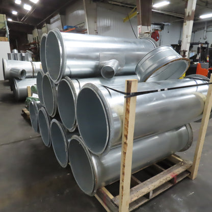 21" ID x 59" OAL Flanged Round Galvanized Steel Duct HVAC Pipe Lot Of 10