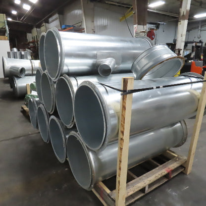 21" ID x 59" OAL Flanged Round Galvanized Steel Duct HVAC Pipe Lot Of 10