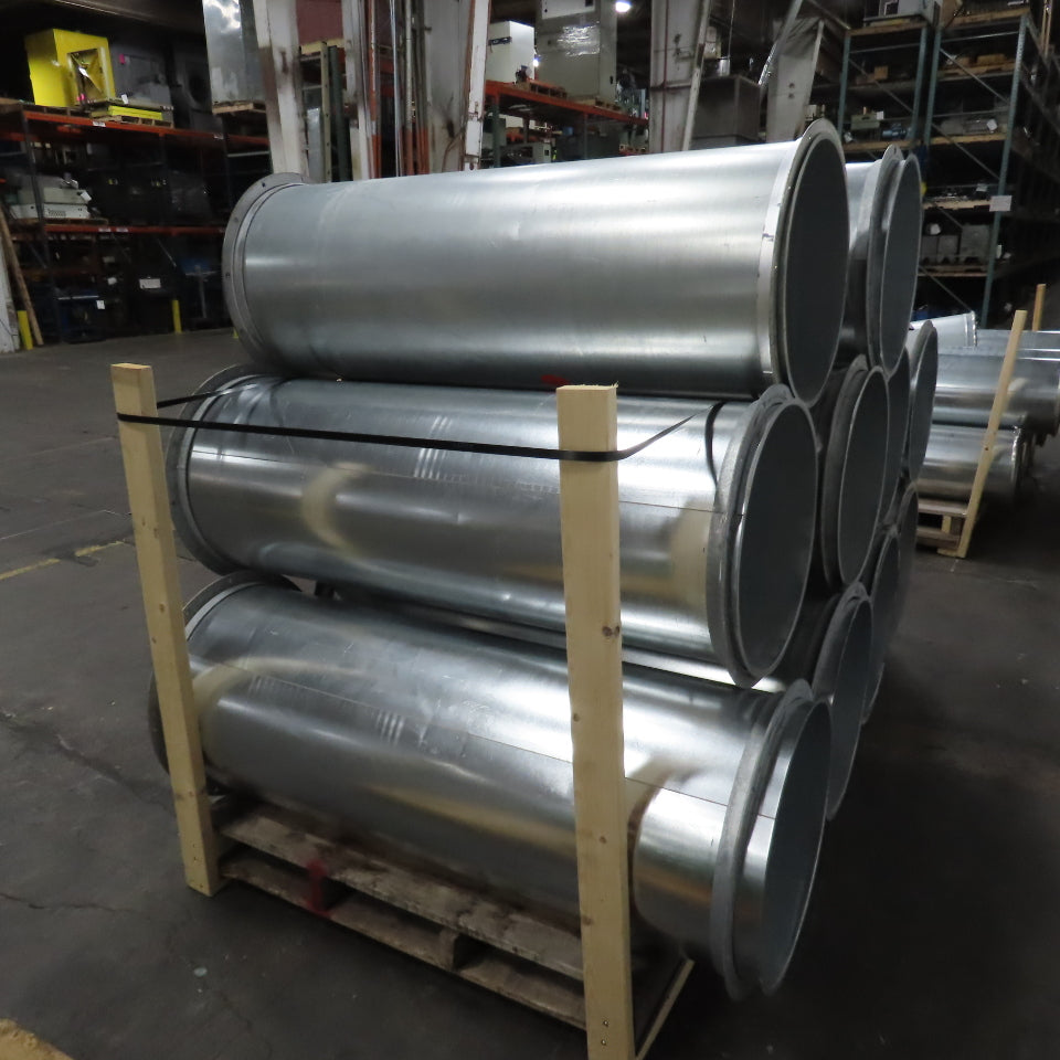 21" ID x 59" OAL Flanged Round Galvanized Steel Duct HVAC Pipe Lot Of 10