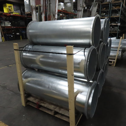 21" ID x 59" OAL Flanged Round Galvanized Steel Duct HVAC Pipe Lot Of 10