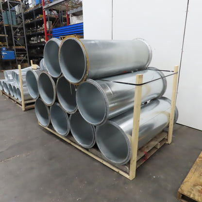 21" ID x 59" OAL Flanged Round Galvanized Steel Duct HVAC Pipe Lot Of 10
