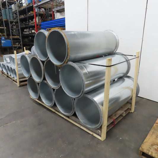 21" ID x 59" OAL Flanged Round Galvanized Steel Duct HVAC Pipe Lot Of 10