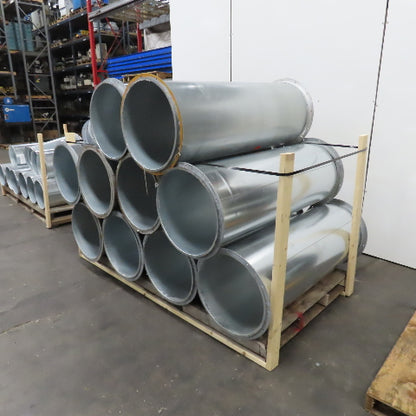 21" ID x 59" OAL Flanged Round Galvanized Steel Duct HVAC Pipe Lot Of 10