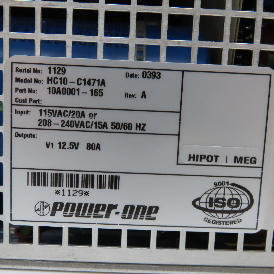 Power One HC10-C1471A 115/208-240VAC Input 12.5VDC Output Power Supply