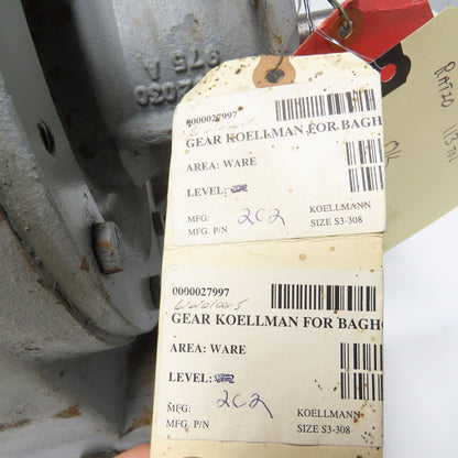 Koellmann Gear S3-308 Style 112.34:1 Ratio Gear Reducer 15.7RPM Output 4.3Hp