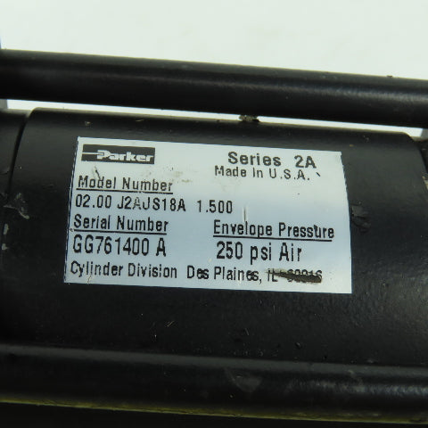 Parker 02.00 J2AJS18A 1.500 Double Acting Air Cylinder 1.5" Bore 2" Stroke