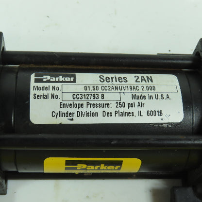 Parker 01.50 CC2ANUV19AC 2.000 Double Acting Air Cylinder 1.5" Bore 2" Stroke