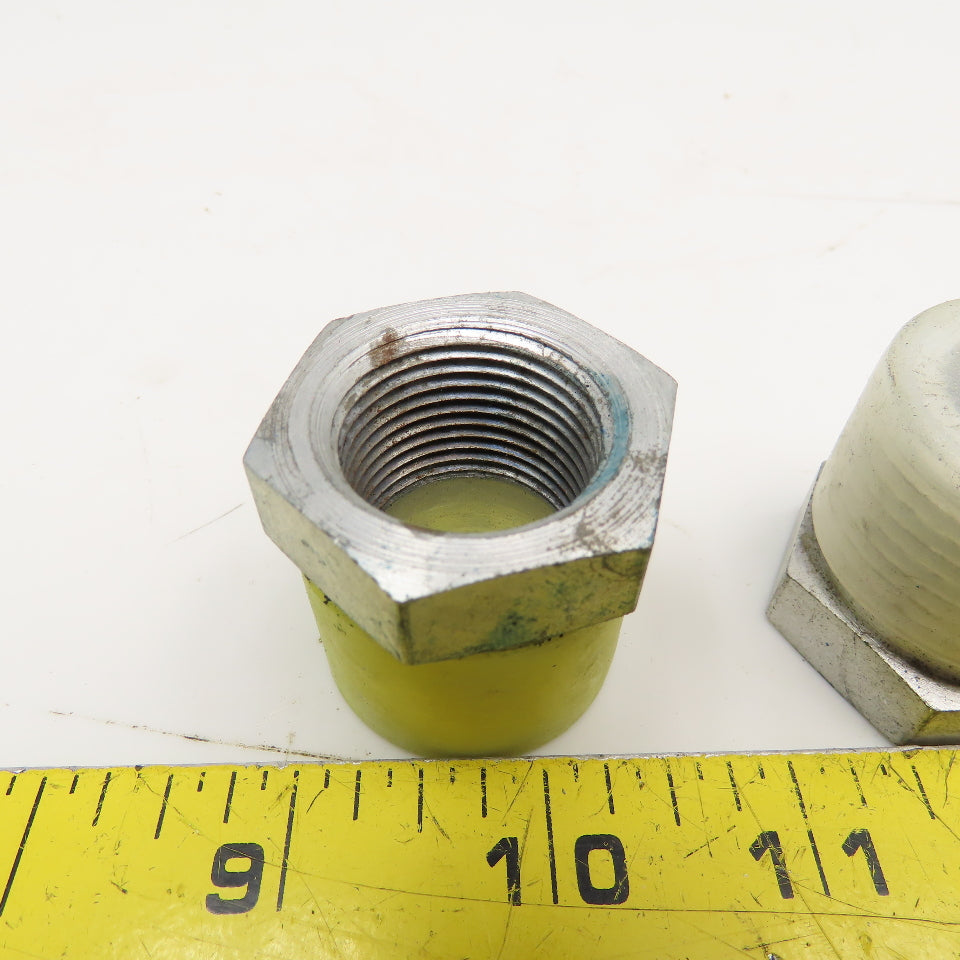1" x 3/4" Reducer Bushing Hex Plated Hydraulic Lot Of 2