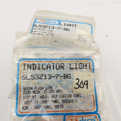 Selecta SL53213-7-BG Green Flush Mount Indicator Light 250V Lot Of 2