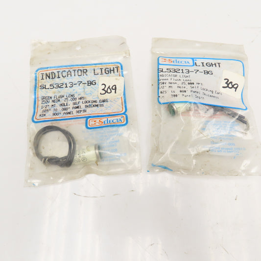 Selecta SL53213-7-BG Green Flush Mount Indicator Light 250V Lot Of 2