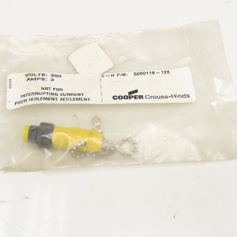 Crouse Hinds Cooper 5000118-123 300V 3A Safety Plug M12