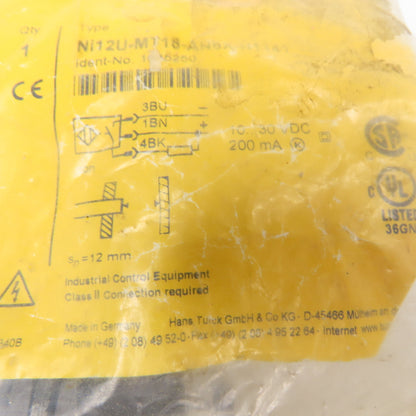 Turck Ni12U-MT18-AN6X-H1141 Uprox 10-30VDC Proximity Switch