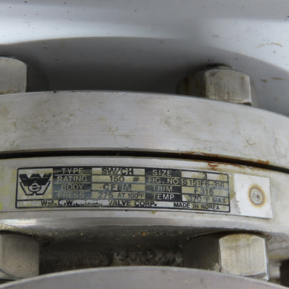 WME Williams Size 3 #150 SW/CH Swing Check Valve CF8M F316