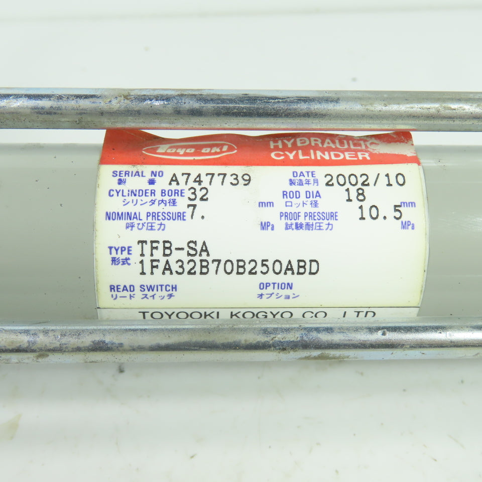 Toyo-Oki TFB-SA 1FA32B70B250ABD Double Acting Hydraulic Cylinder 250mm Stroke