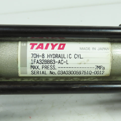 Taiyo 70H-8 1FA32BB6-AC-L Double Acting Hydraulic Cylinder 32mm Bore 63mm Stroke