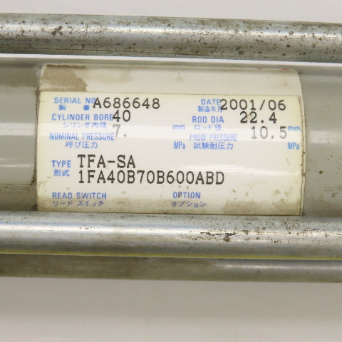 Toyooki TFA-SA 1FA40B70B600ABD Double Acting Air Cylinder 40mm Bore 600mm Stroke