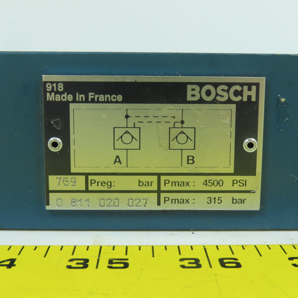 Bosch 0 811 020 027 0811020027 Hydraulic Check Valve Block 4500PSI
