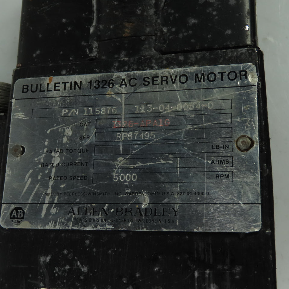 Allen Bradley 1326-APA1G Bulletin 1326 AC Servo Motor 3000RPM