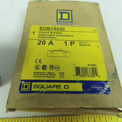 Square D EDB14020 20A Single Pole Circuit Breaker 277V (New Open Box)