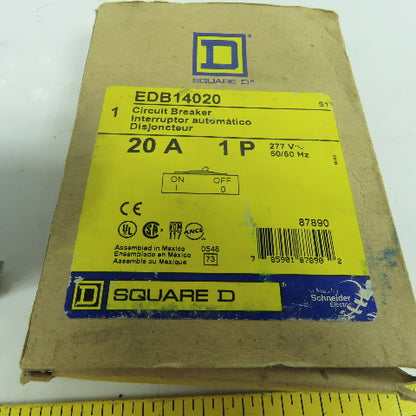 Square D EDB14020 20A Single Pole Circuit Breaker 277V (New Open Box)
