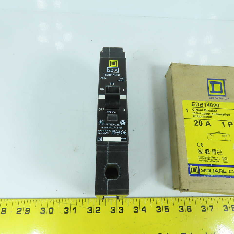 Square D EDB14020 20A Single Pole Circuit Breaker 277V (New Open Box)