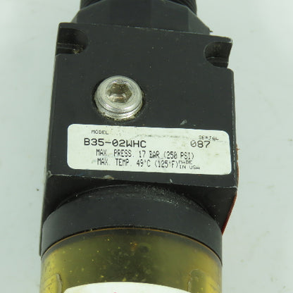 Parker B35-02WHC Compressed Air Filter Regulator 250PSI Max 1/8" NPT