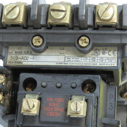 Allen Bradley 509-AOD-A1G Size 0 Full Voltage Starter 5HP 120V Coil W/592-A1GA